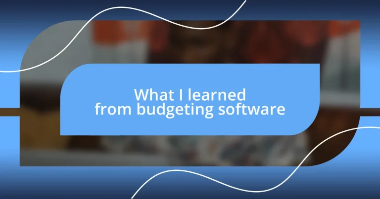 What I learned from budgeting software